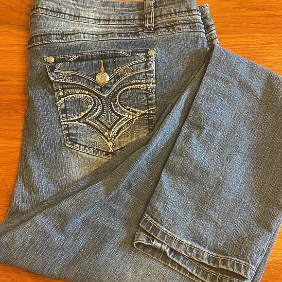 Angels jeans sz 20 faded zip/button with silver hardware and embellishments - Picture 11 of 11